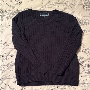 Karen Scott V-Neck Sweater in Dark Navy
